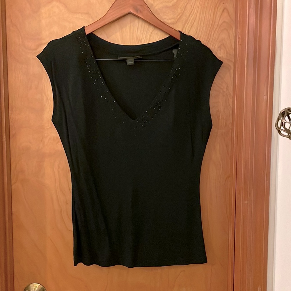 Express V-neck Beaded Top, Medium
